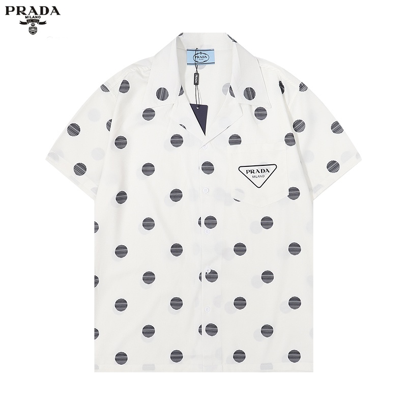 Áo Thun cotton Ngắn Tay In Họa Tiết Prada Thời Trang Cho Nam Nữ