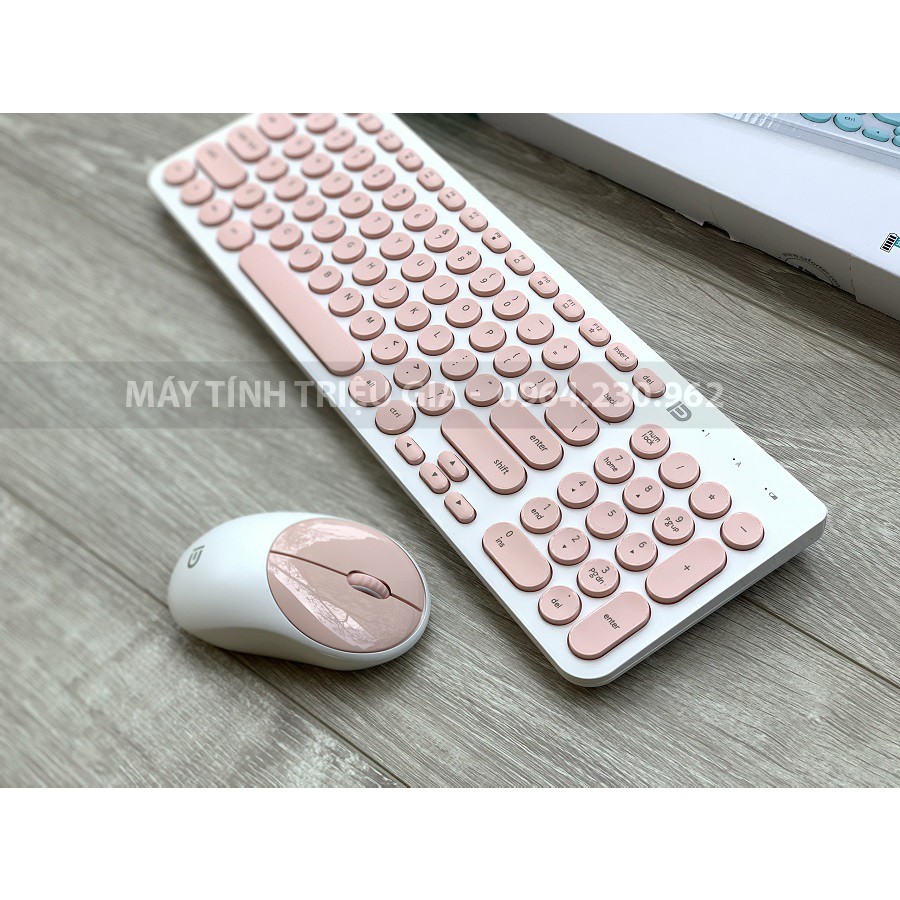 Bộ Bàn Phím Chuột Không Dây Forter IK6630 Màu Hồng - Hàng Chính Hãng - Kết Nối Không Dây, Bảo Hành 12 Tháng