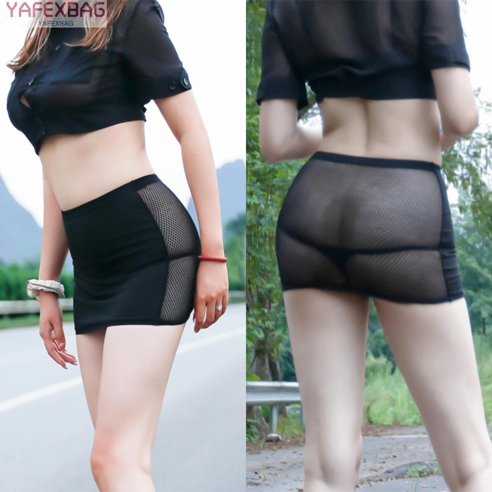 Sexy Women Short Mini Skirt Lingerie See Through Fishnet Skirts Bodycon Clubwear