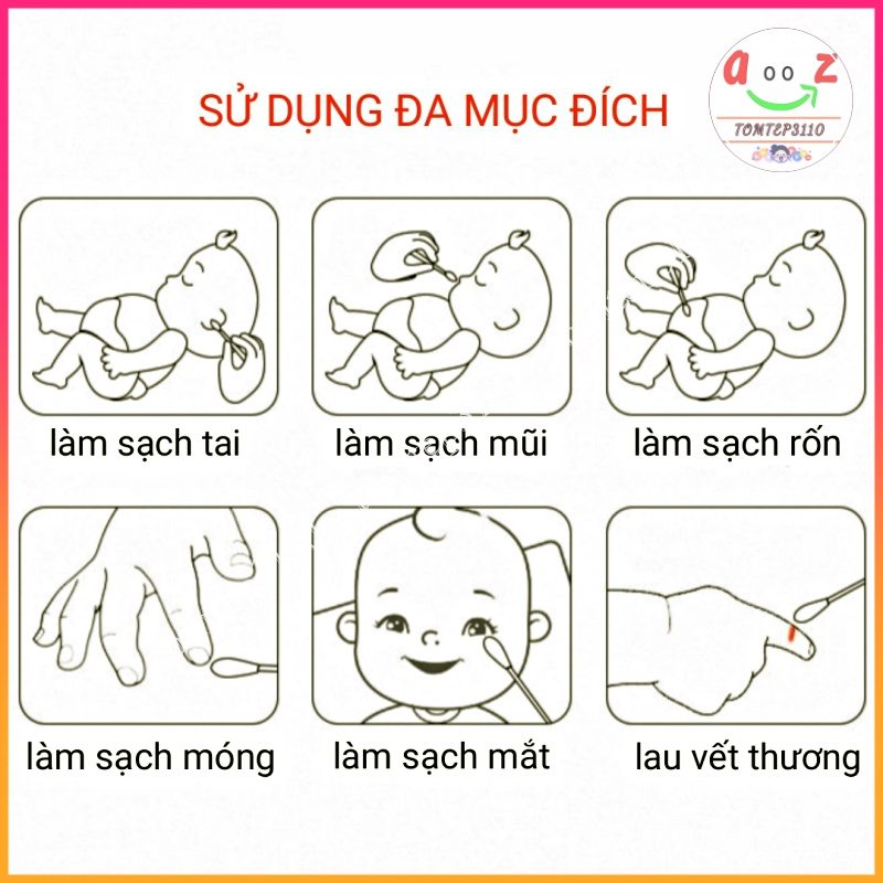 Tăm Bông Cho Bé 🍀REESHIP🍀Tăm Bông V-cool Hộp 200 Que