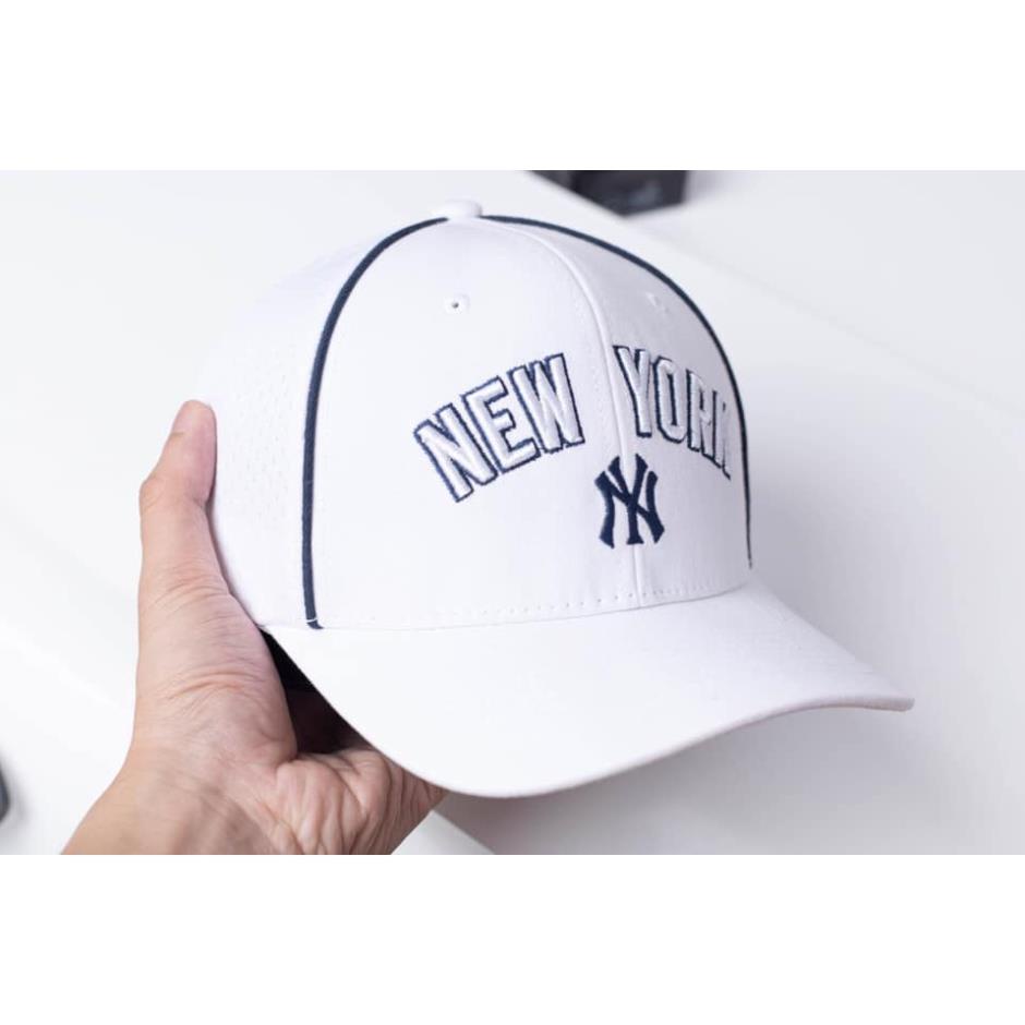 Nón lưỡi trai MLB NewYork bít đuôi chất vải cotton Hàn Quốc cao cấp, nón kết thể thao Mã MLB7B80 đen trắng