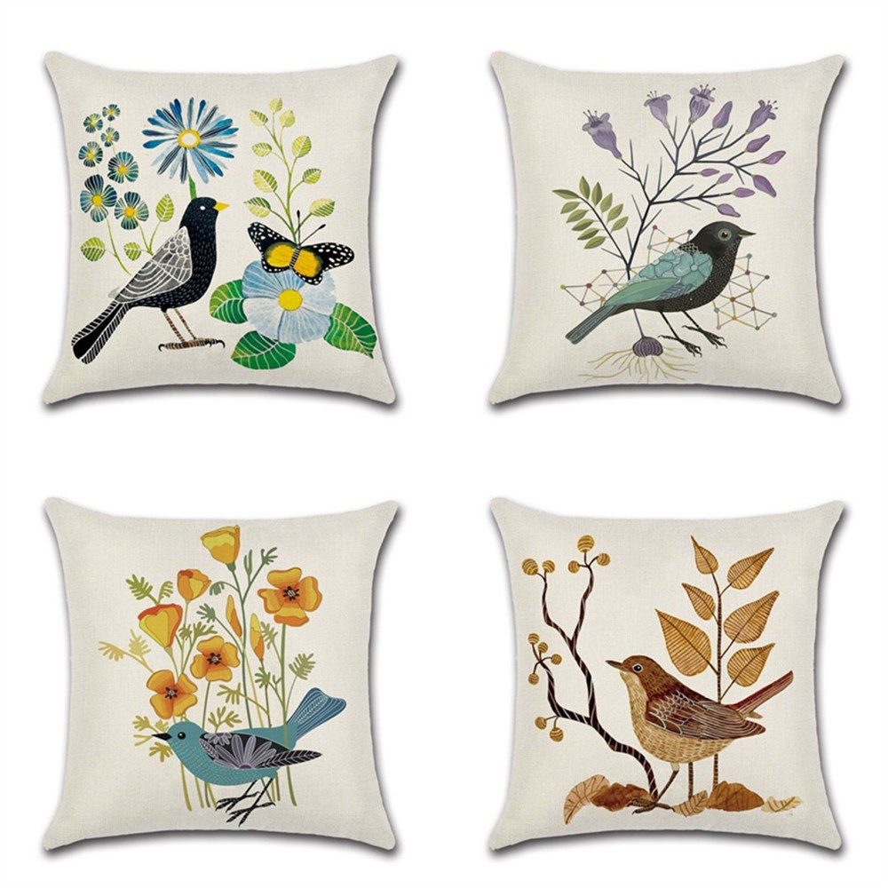 DAPHNE Decor Pillow Case Home Vintage Cushion Cover Sofa Classical 18&quot; Flowers Bird
