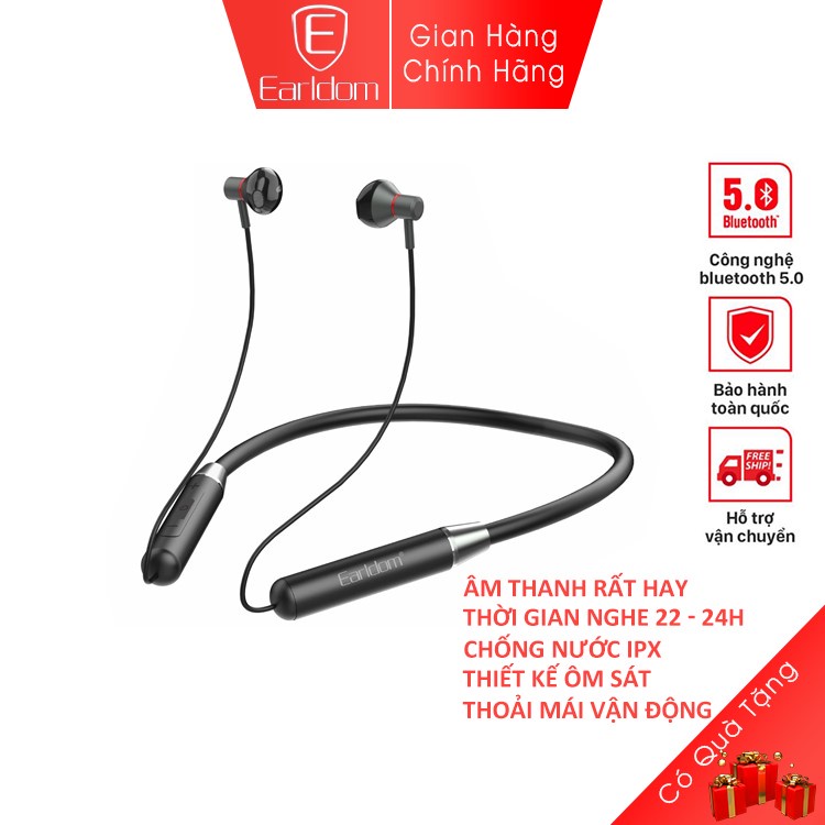 Tai nghe bluetooth đeo cổ Earldom BH 66 âm thanh đỉnh cao âm bass cực sâu thiết kế ôm cổ vận động dễ dàng thoải mái