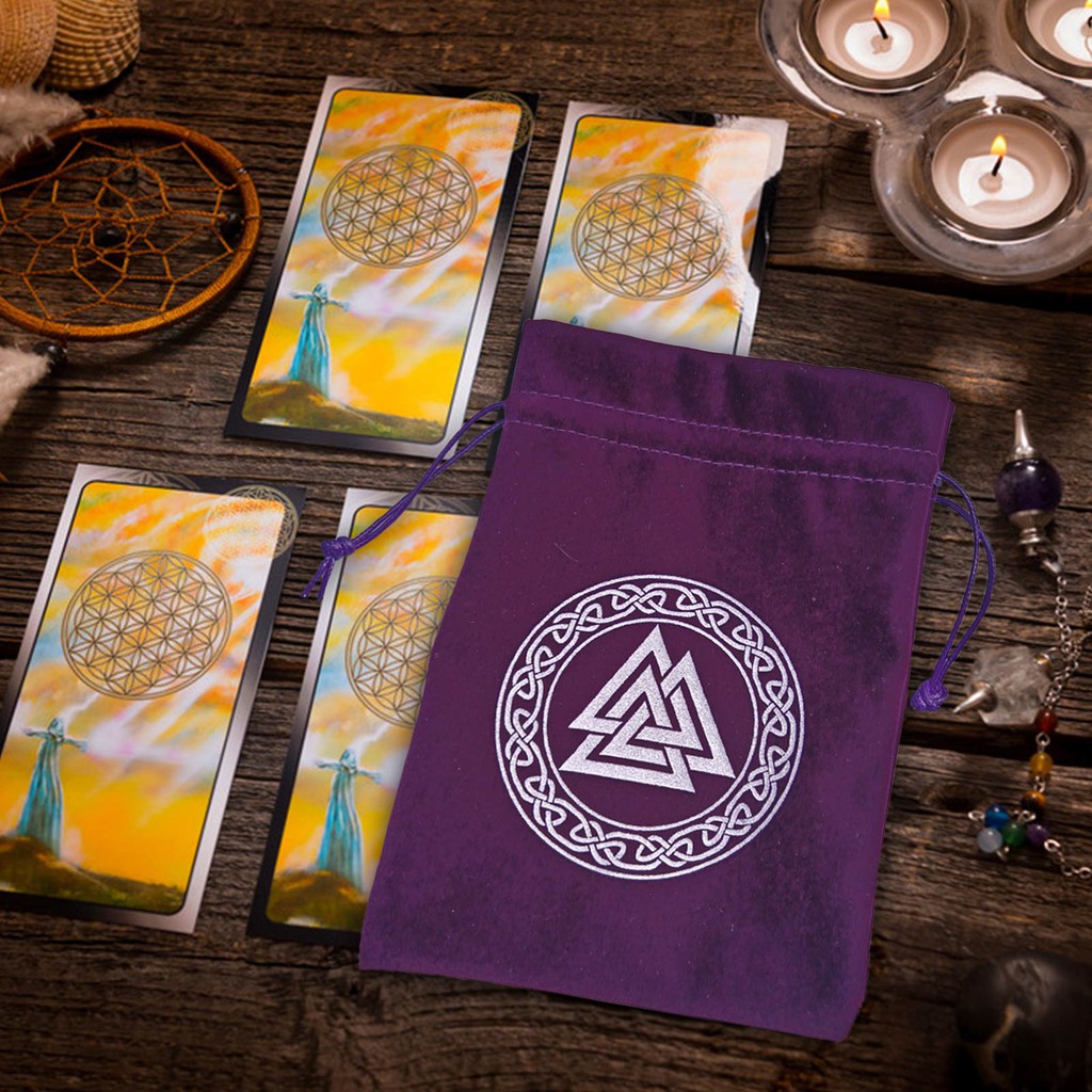 Túi đựng bài tarot chất liệu flannel 13x18cm phối họa tiết độc đáo