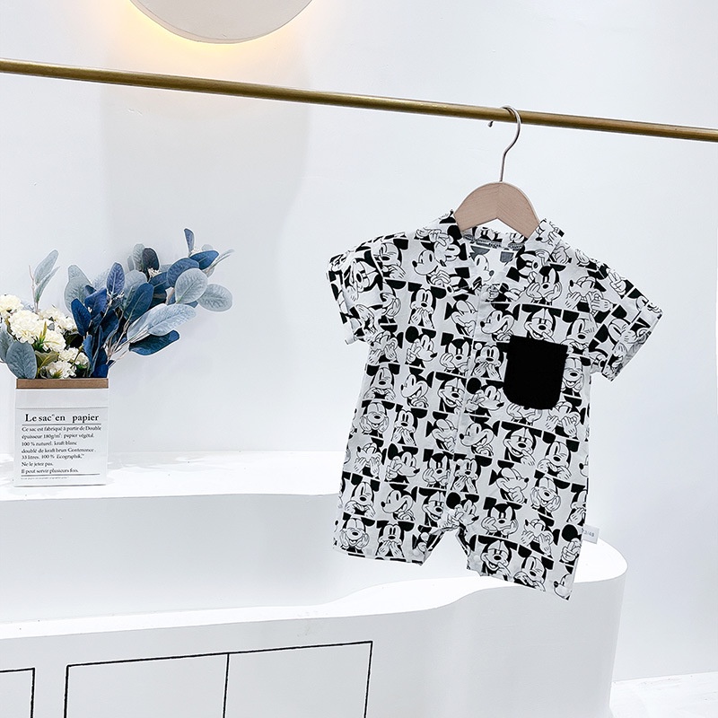 Áo Liền Quần Hình Chuột Mickey Cho Bé Mới Sinh