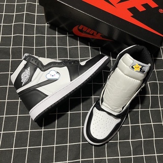 Giày jordan 1 cổ cao đen trắng, giày jordan 1 panda high mid cao cổ full box + bill
