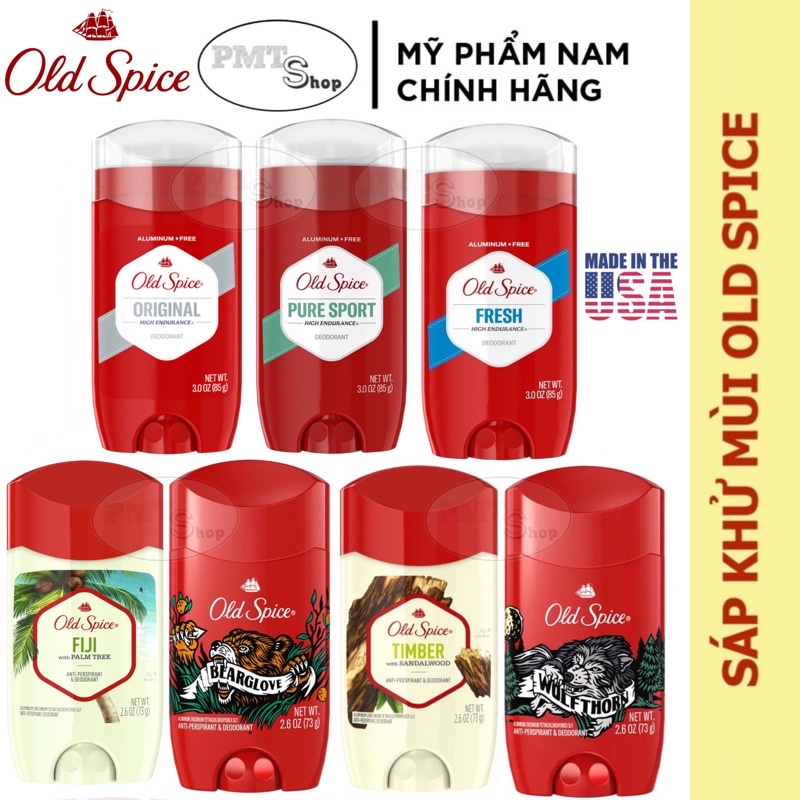 Lăn sáp khử mùi nam Old Spice 85g Pure Sport | Fresh | Original 73g Timber | Bearglove | Fiji | Wolfthorn 68g