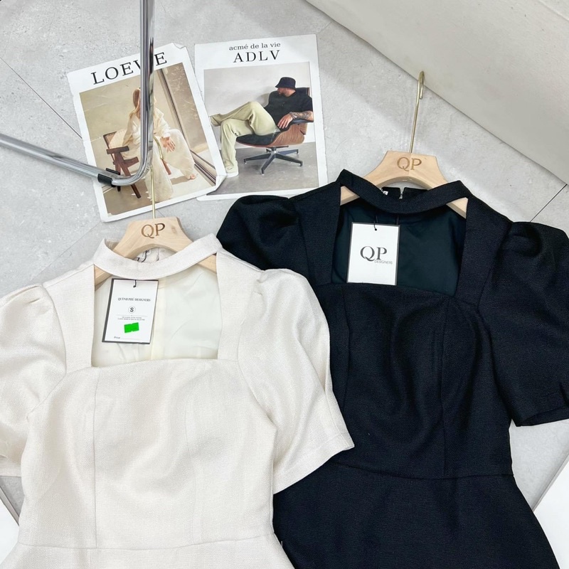Váy Dạ Cổ Choker Hàng 2 Lớp Dày Dặn 2 Màu Có Ảnh Thật