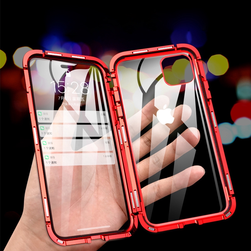 Ốp lưng kính hai mặt có khung kim loại cho iPhone 11 / 11 Pro / Max