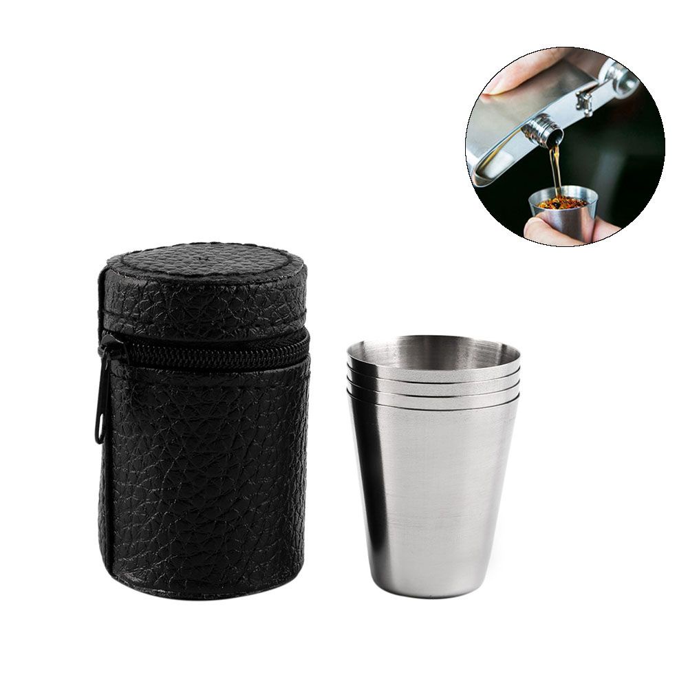 Set 4 cốc uống rượu/ bia mini inox 30ml dùng mang theo du lịch/ dã ngoại