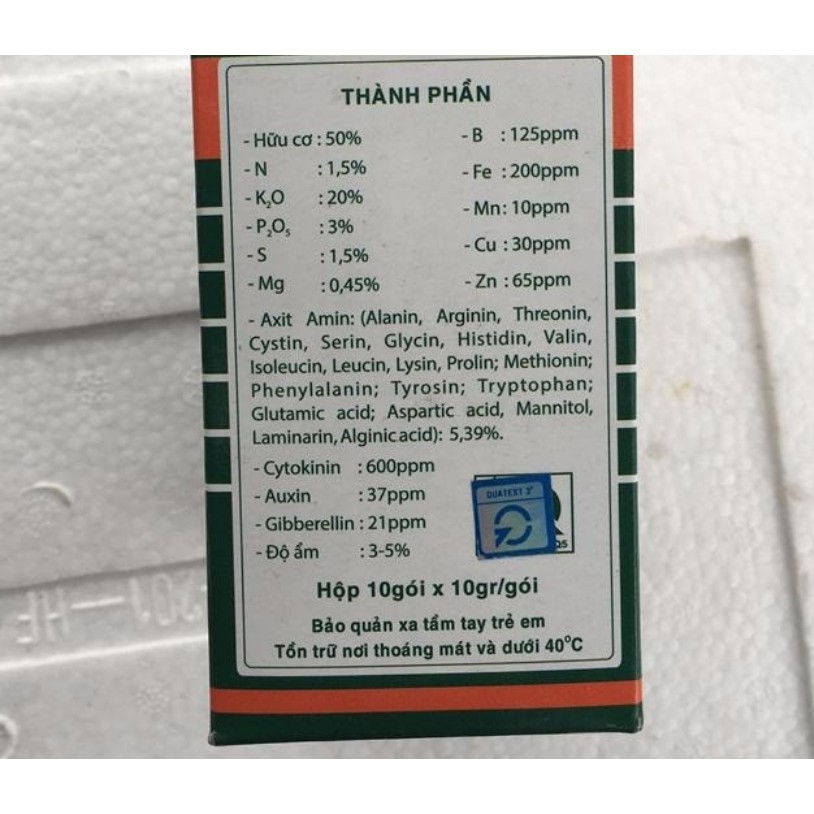 1 hộp Phân Bón Lá RONG BIỂN (10  gói-10gr)