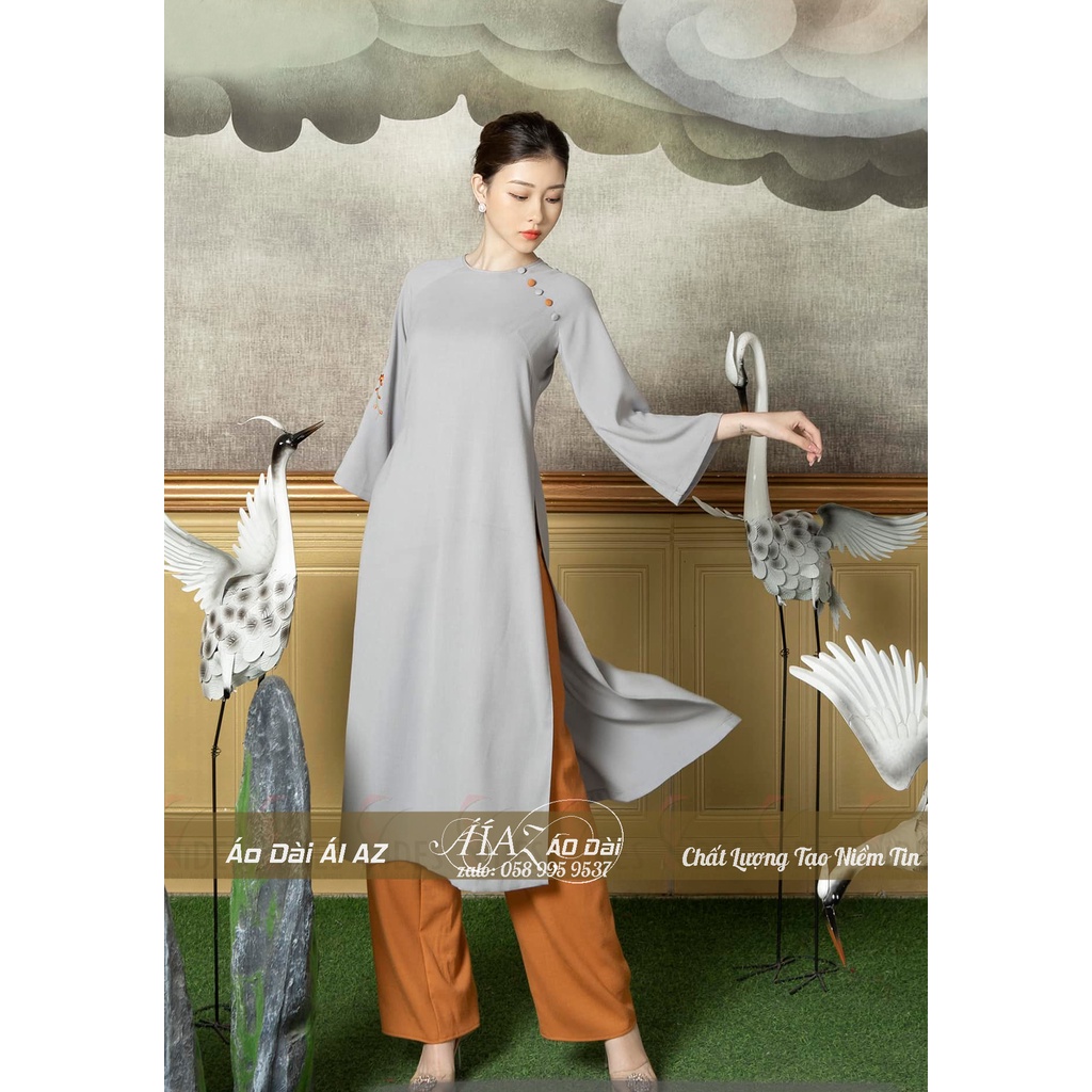 Áo Dài Lam Đi Chùa Nữ Áo Dài Nữ Dáng Suông VD05