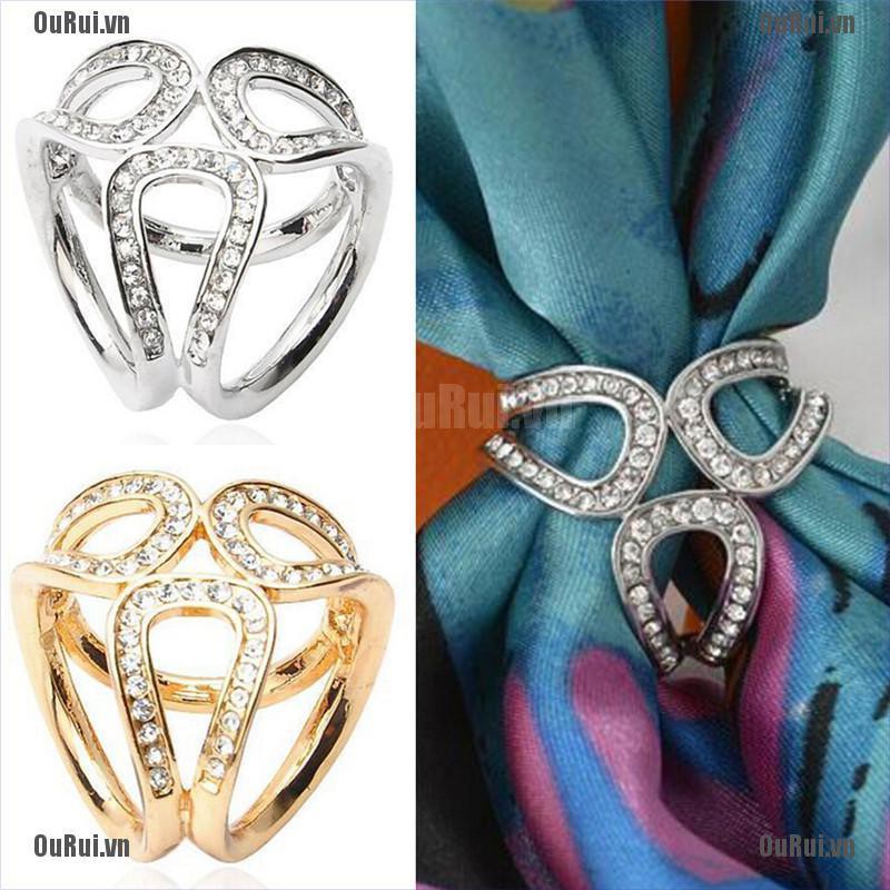 Khóa Khăn Cổ Màu Vàng / Bạc Đính Pha Lê