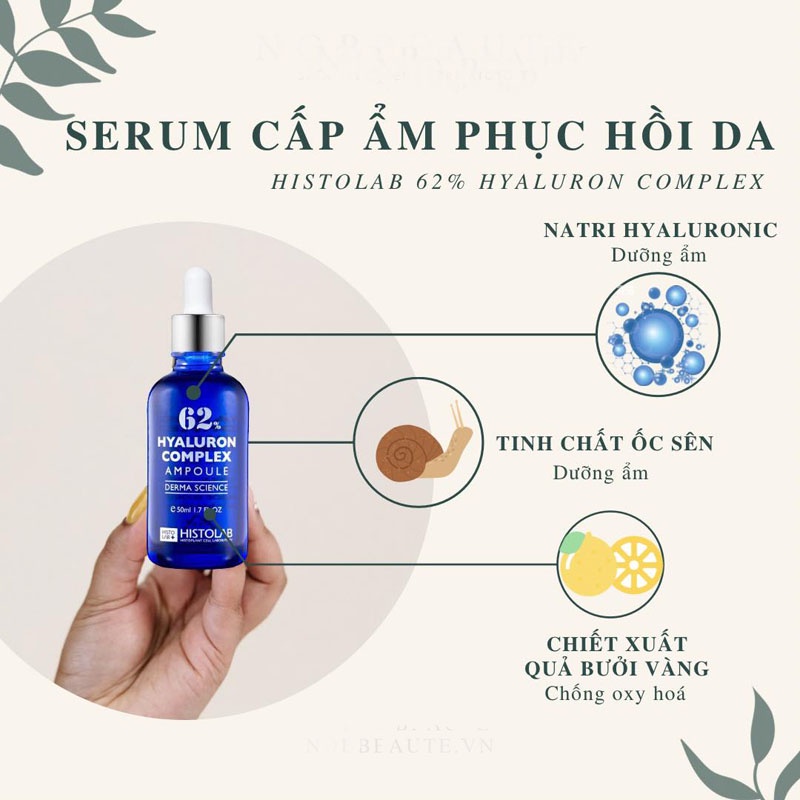 Tinh chất cấp ẩm, phục hồi da HISTOLAB 62% HYALURON COMPLEX AMPOULE DERMA SCIENCE 50ml