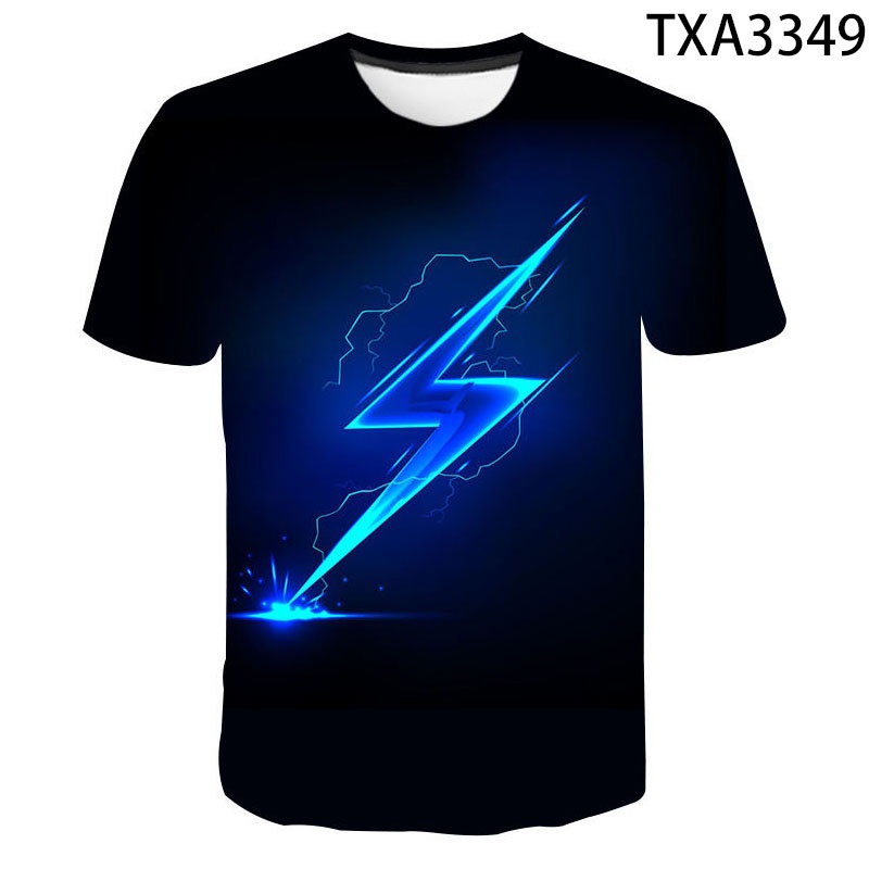Áo Thun In Hình Sấm Sét 3D Thời Trang Đường Phố Cá Tính Cho Nam Nữ XS-3XL