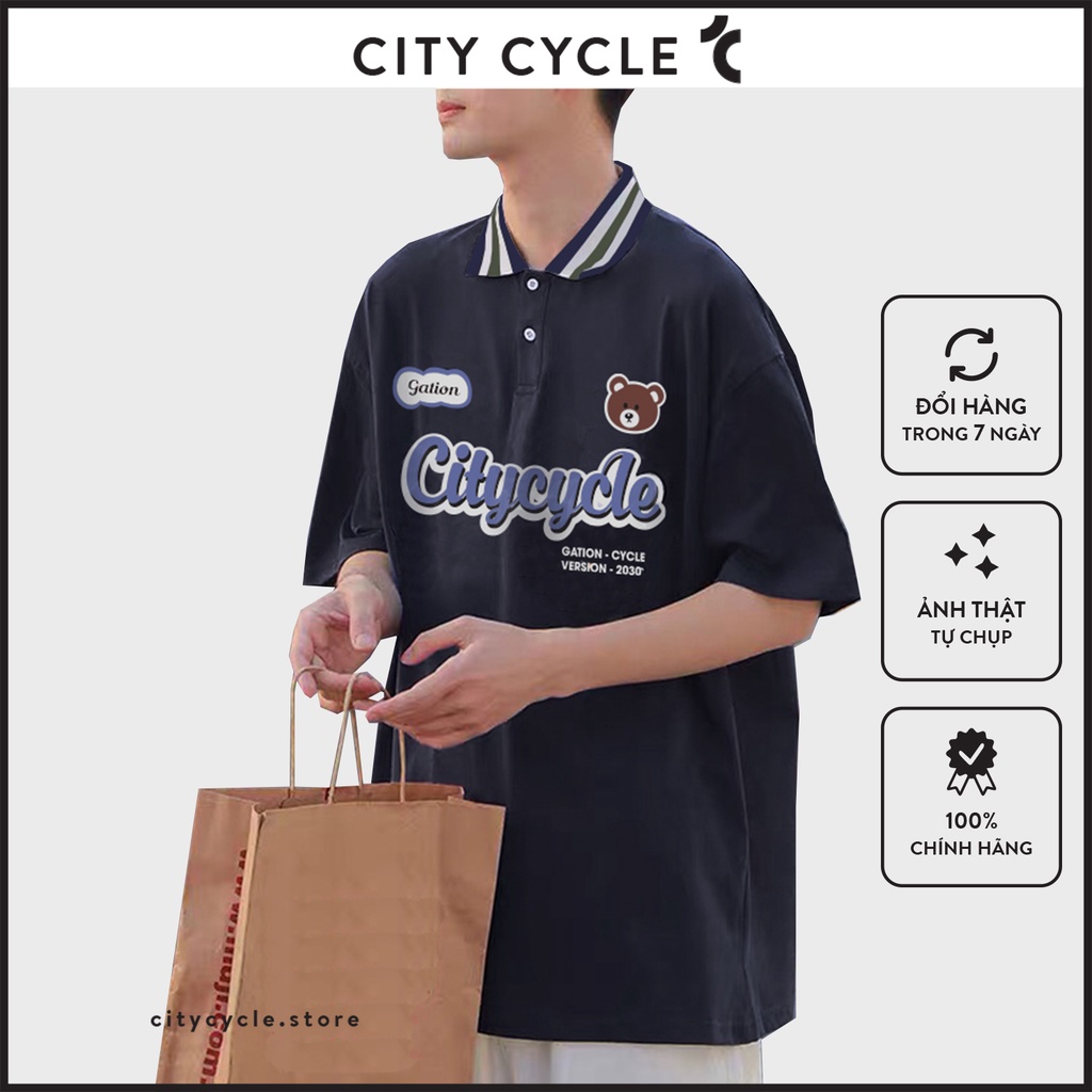 Áo polo nam nữ Gation City Cycle - Áo thun nam có cổ Unisex form rộng Local Brand