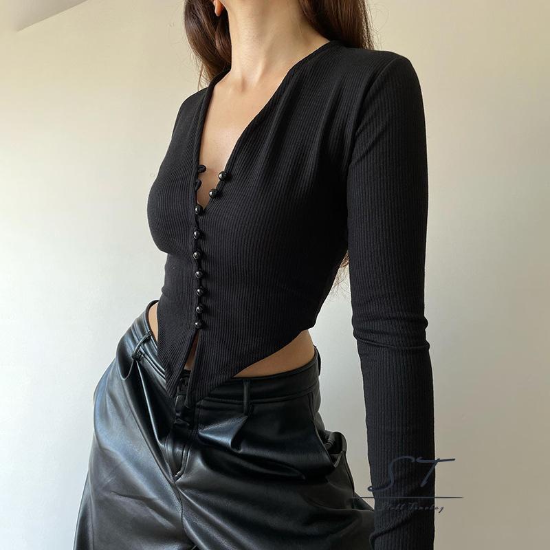 Áo Khoác Cardigan Đan Len Màu Trơn Cổ V Tay Dài Thời Trang Cho Nữ CY03