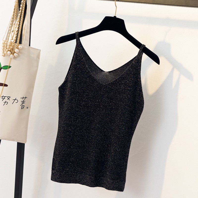 Áo dệt kim không tay cổ chữ V màu trơn cho nữ | BigBuy360 - bigbuy360.vn