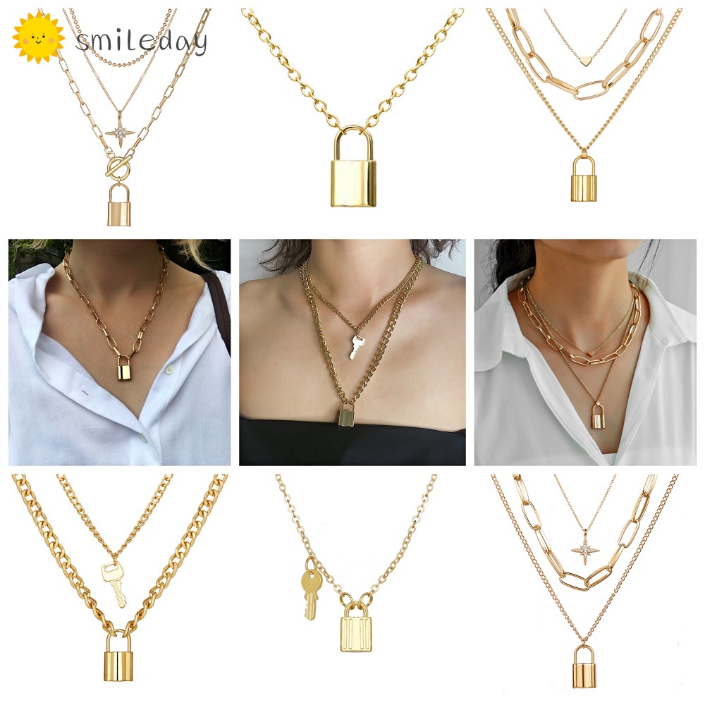 Dây chuyền nhiều lớp mặt trái tim phong cách cổ điển