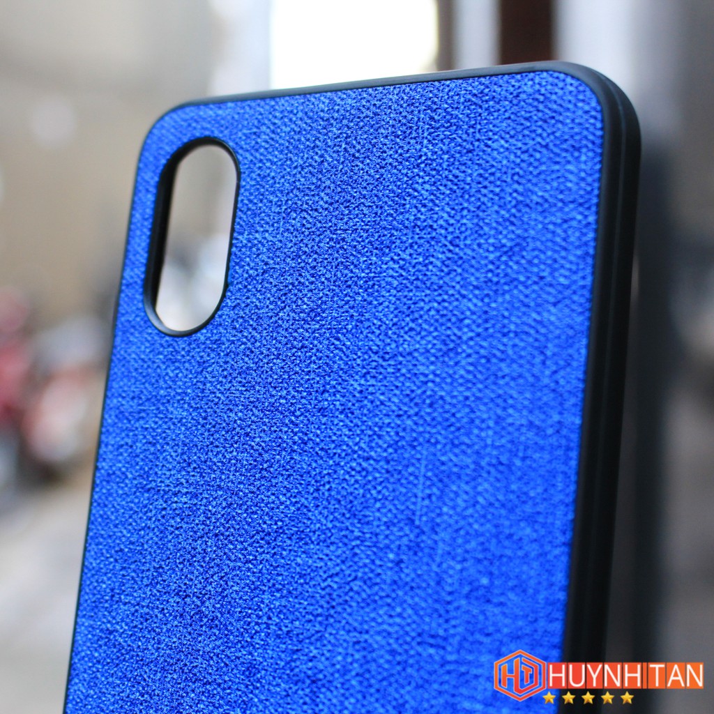 Ốp lưng Xiaomi Mi 8 Pro, Mi 8 EE vân vải Jean chống bám vân tay,Màu xanh