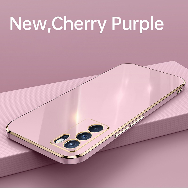 Ốp Điện Thoại TPU Silicon Mềm Chống Sốc Viền Vuông Mạ Vàng Sang Trọng Cho OPPO Reno 7 4G 5G 7Z 7 6 5 5F 4F