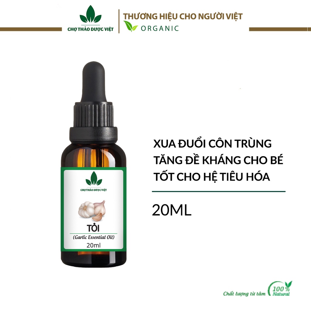 Tinh dầu Tỏi 20ml, ngừa cảm cúm, hắt hơi, sổ mũi, tăng sức đề kháng, an toàn cho mẹ bầu và em bé - Chợ Thảo Dược Việt