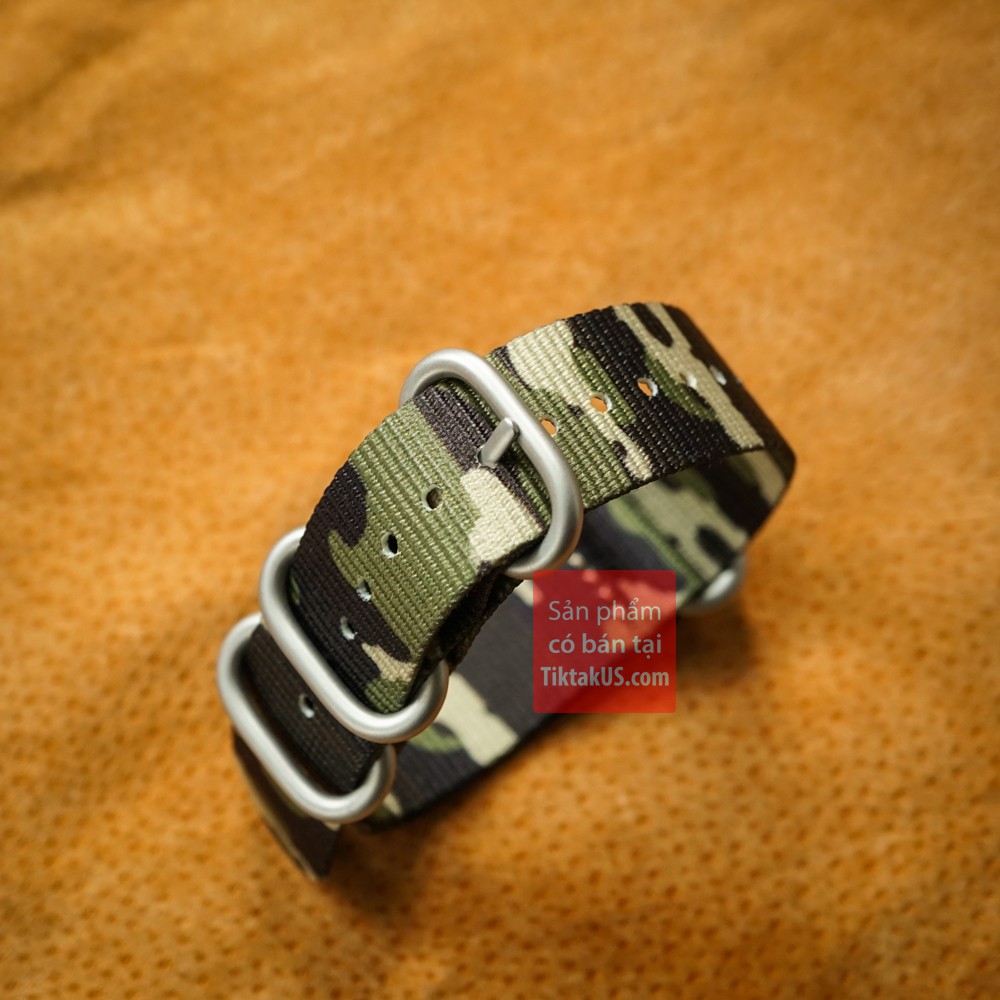 Dây đồng hồ vải dù một mảnh nato camo rằn ri  quân đội Size 20-22mm - Tiktakus ( màu chọn ngẫu nhiên)