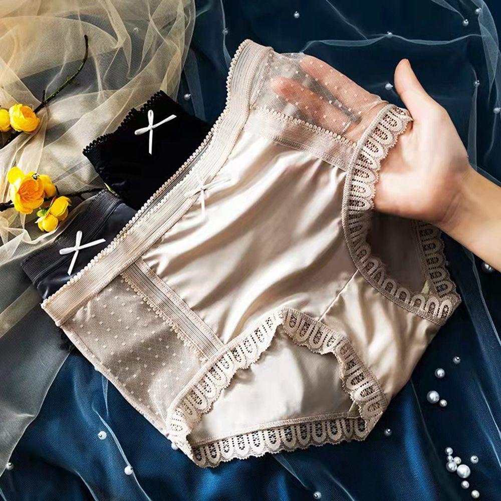 Quần Lót Ren Co Giãn Bằng Vải Lụa Lạnh Co Giãn Thời Trang Cho Nữ
