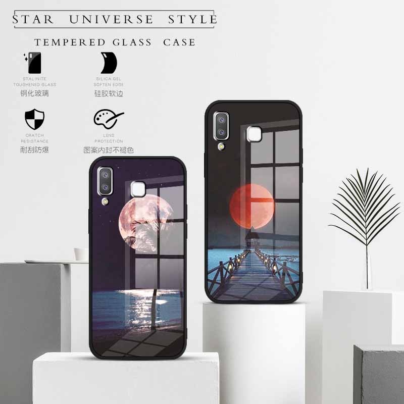 Ốp Điện Thoại Kính Cường Lực Cứng Viền Silicon Mềm Cho Samsung Galaxy A8 Star Edge