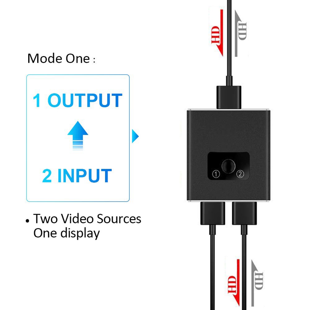 HDMI Switch 4K Aluminum Alloy Updated Bi-Directional HDMI Switcher 1 in 2 Out or 2 in 1 HDMI Switch Splitter