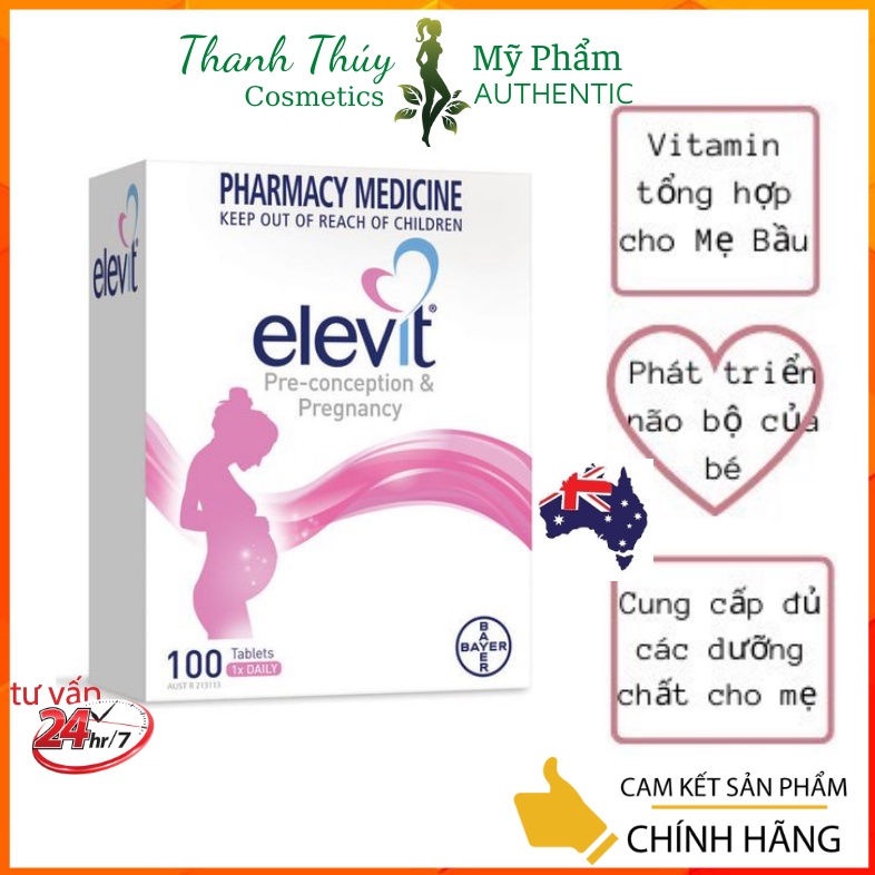 Elevit bầu Úc - Vitamin Tổng Hợp cho bà Bầu 100 viên mẫu mới date mới, giúp mẹ bầu khỏe, con khỏe