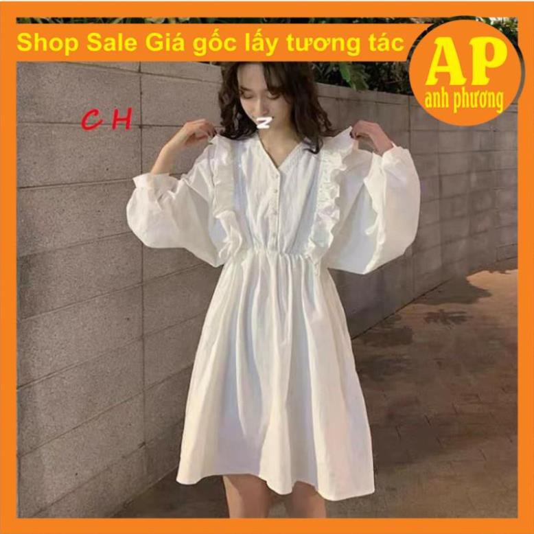 Váy Babydoll Trắng Đen tay bồng cánh dơi🦋 Đầm Nữ Tay Bồng Dáng Suông 🦋 Đầm nữ xòe ཾ ྇