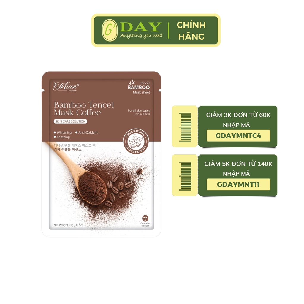 Mặt Nạ Dưỡng Da Bamboo Tencel Mian Chiết Xuất Từ Cà Phê