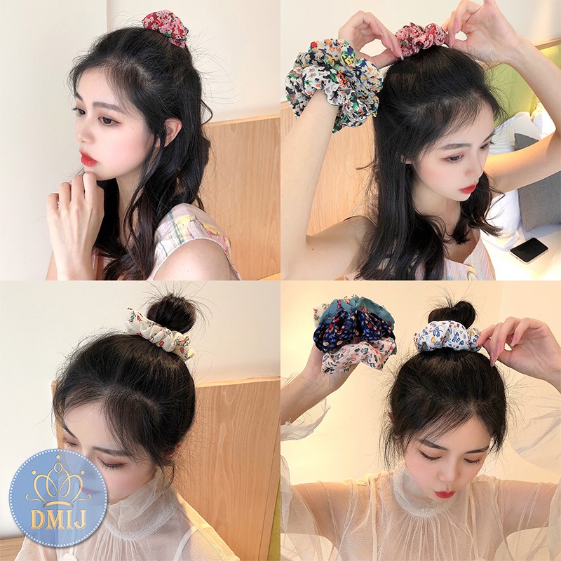 [Mã FAMARAL2 giảm 10K đơn 50K]Cột Tóc Vải Scrunchies Hoạt Tiết Hoa Phong Cách Vintage Mới