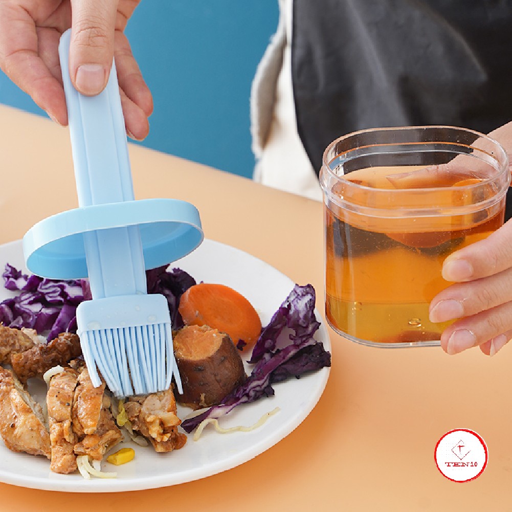 Bình Hũ đựng dầu ăn kèm cọ chổi quét dầu cho nồi chiên không dầu quét dầu lên thịt nướng chịu được nhiệt tốt tay cầm