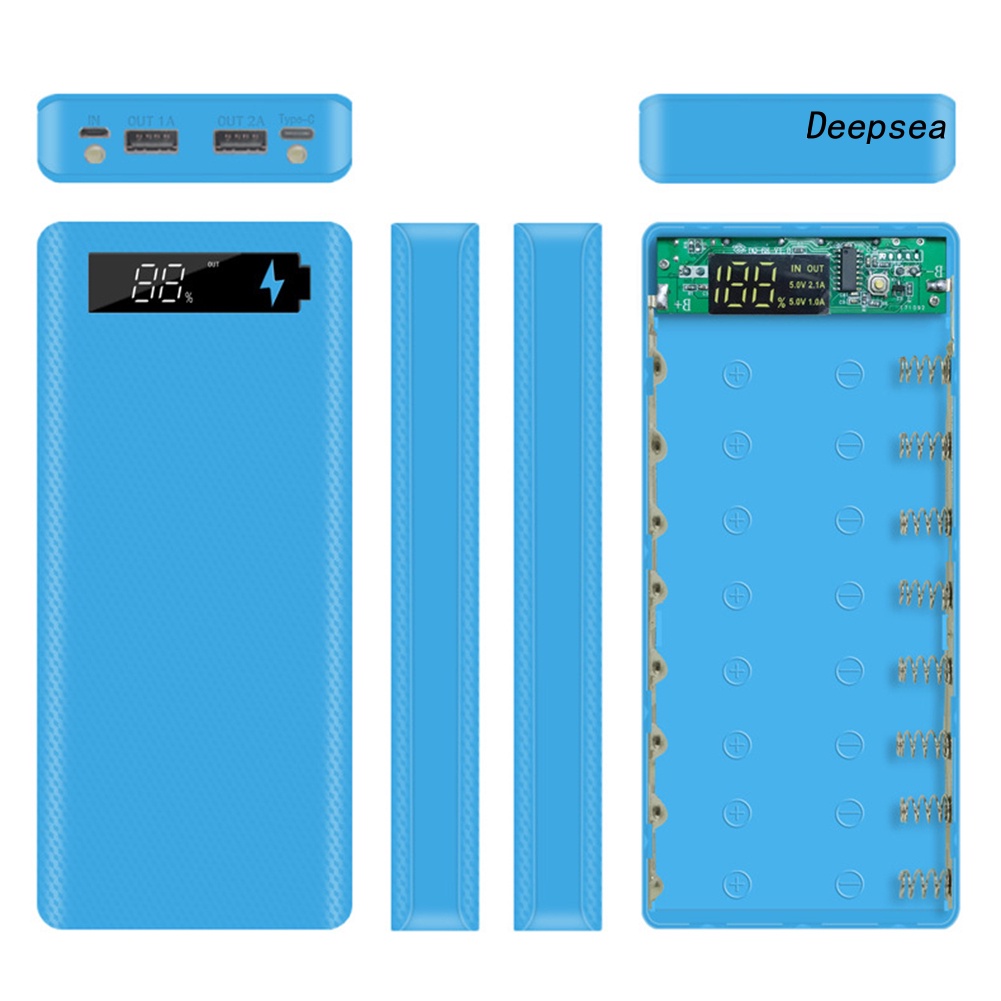 Vỏ Pin Sạc Dự Phòng Micro USB Type-C 18650 Màn Hình LCD DIY