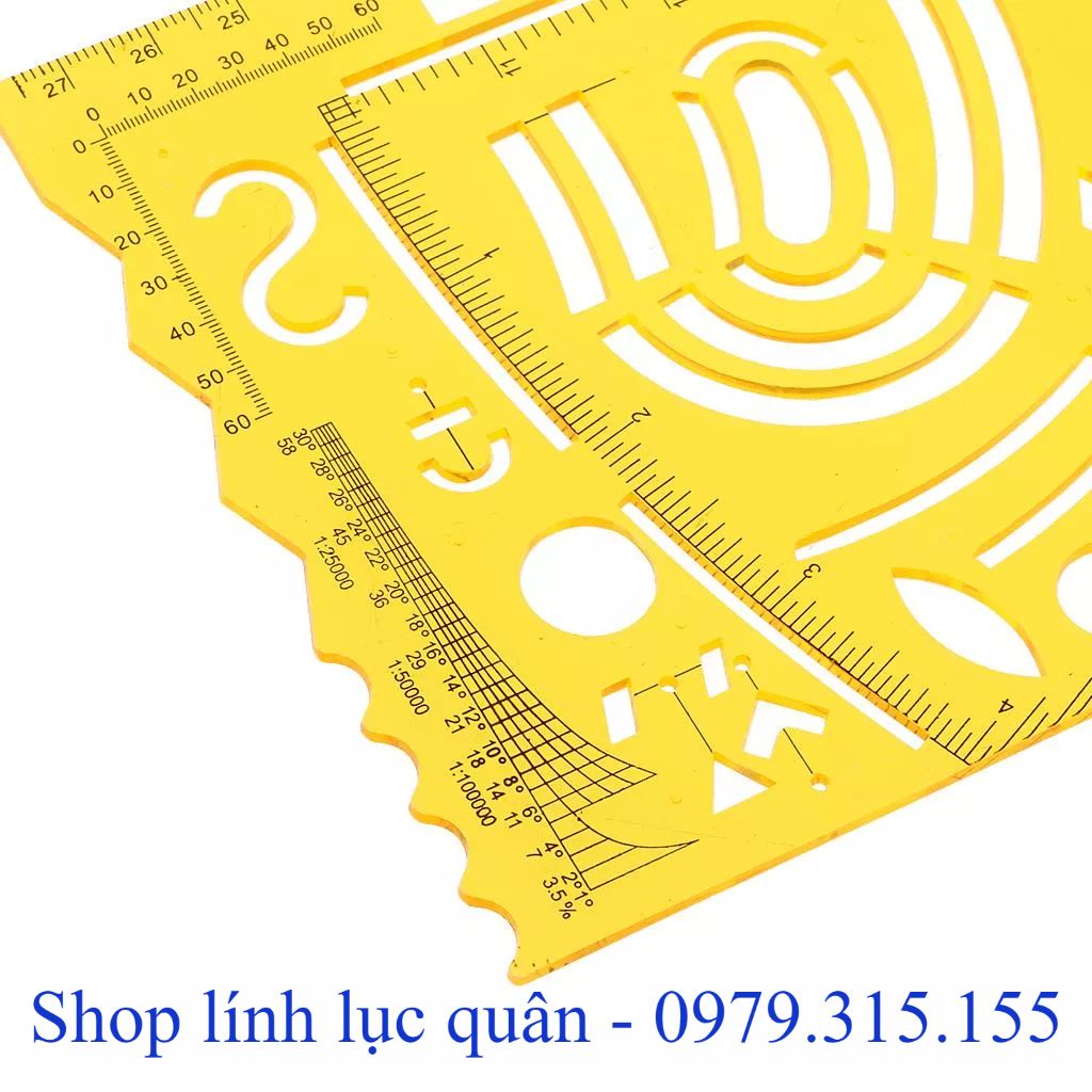 Thước vàng vẽ chỉ huy tham mưu 28x11.5cm