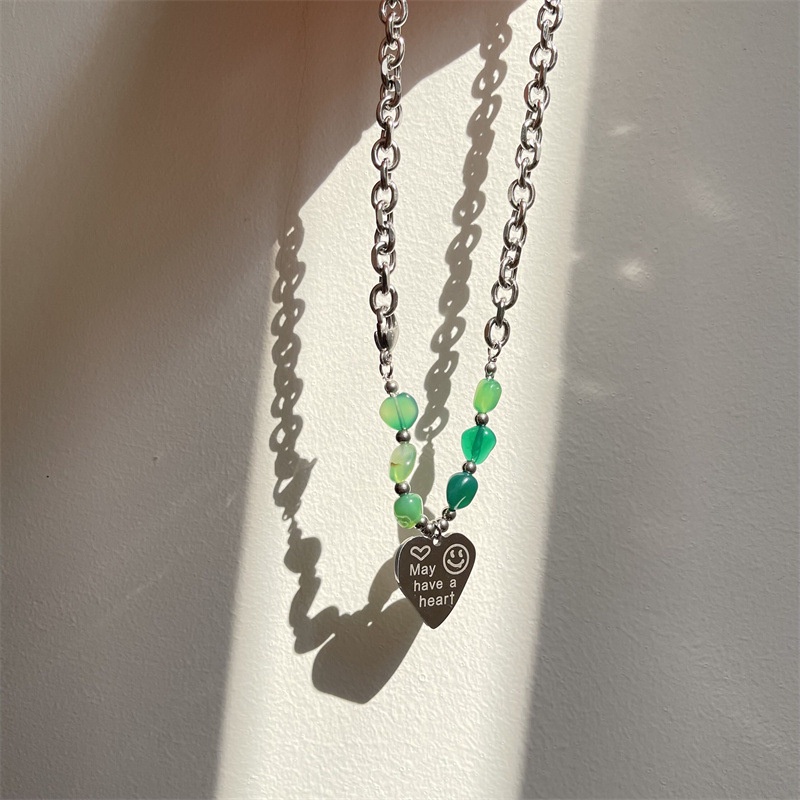 Dây Chuyền Thép Titan Mặt Thẻ Chữ Love Đính Đá Tự Nhiên 19A1299