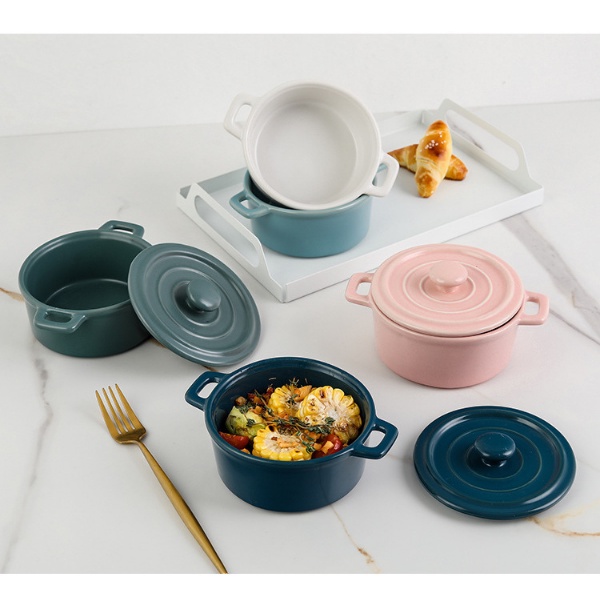 Bát ăn cho bé, bát ăn dặm có nắp cho bé ramenkin, Bát Sứ Chưng Yến, Tô Sứ nắp đậy dễ thương 440ml, Nồi Sứ Mini