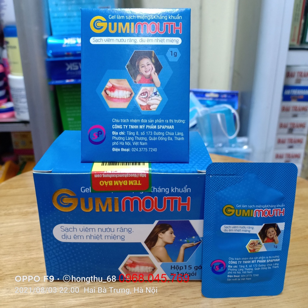 Gel làm sạch miệng và kháng khuẩn GUMIMOUTH tuýp 15g/hộp 15 gói