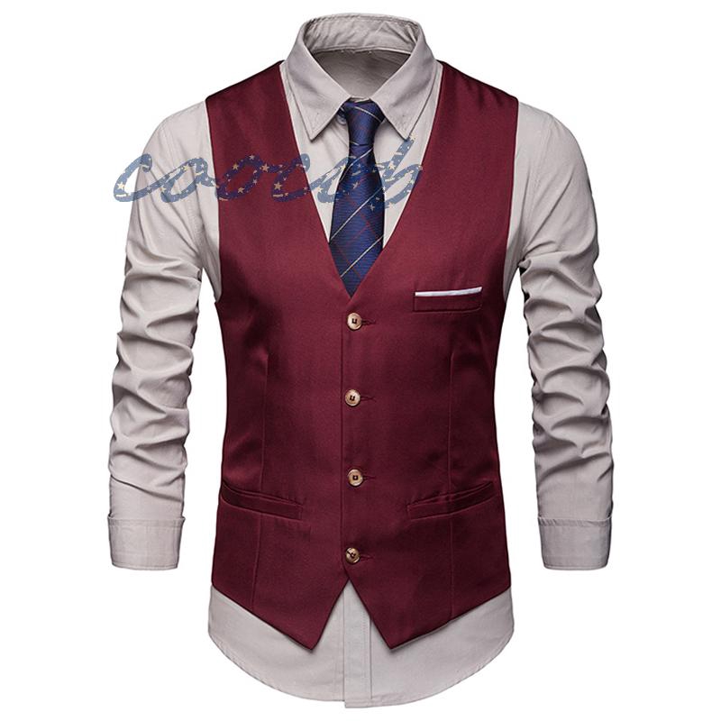 Men Formal  Suit Sleeveless Vest Slim Wedding Party Business Wear Tops