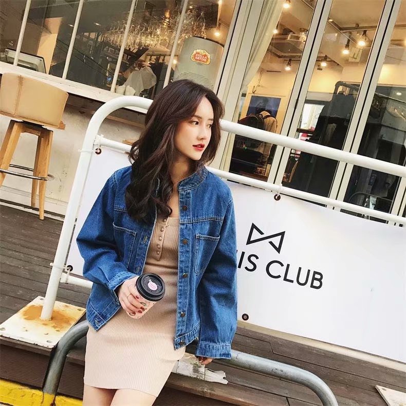 Daduhey Áo khoác jeans thời trang cho nữ