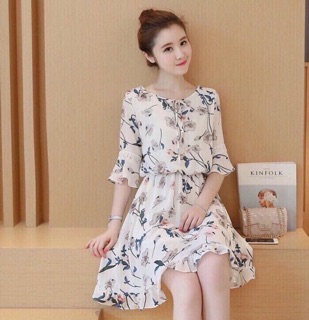 Đầm hoa tay ren hót