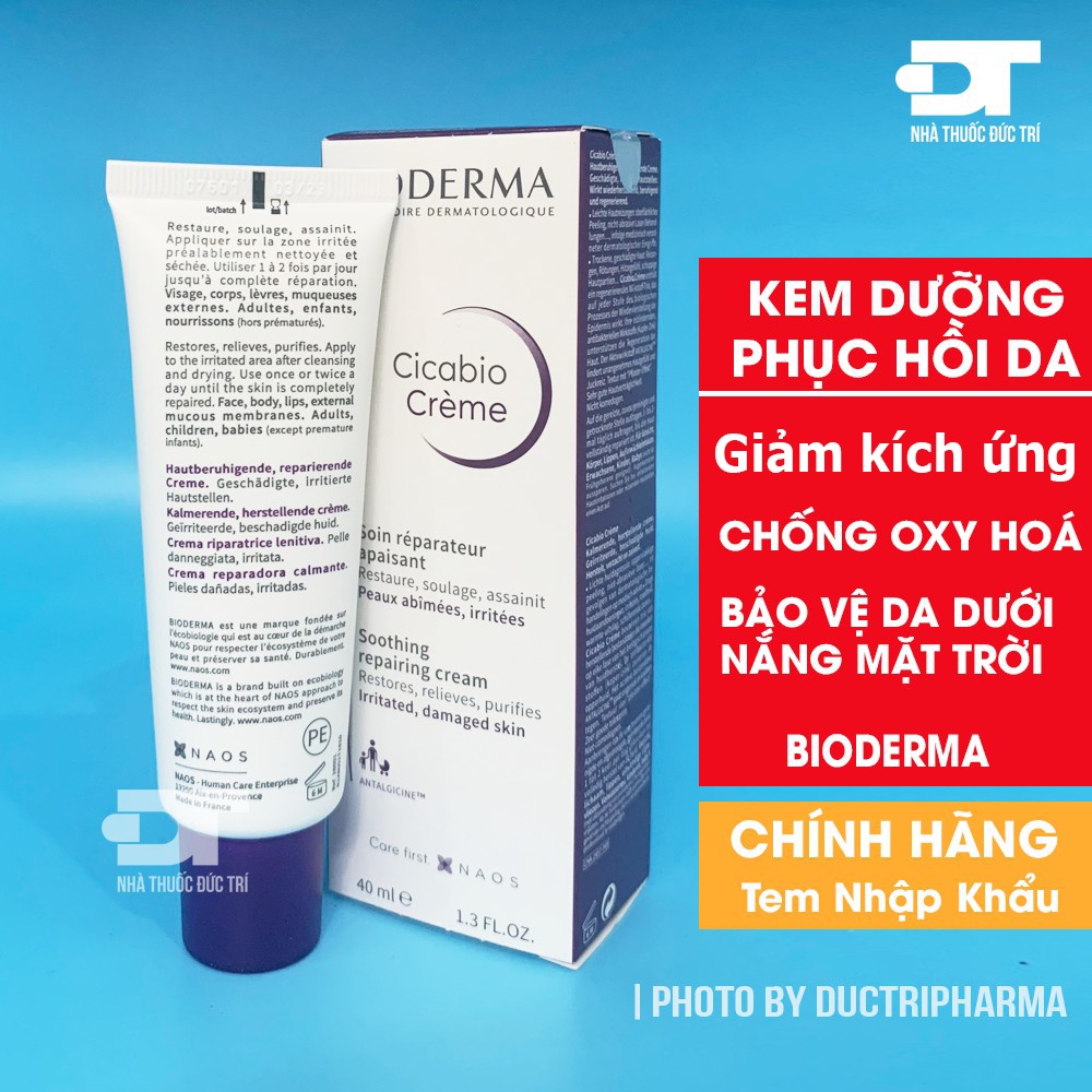 Kem dưỡng phục hồi và làm dịu da Bioderma Cicabio Cream 40ml