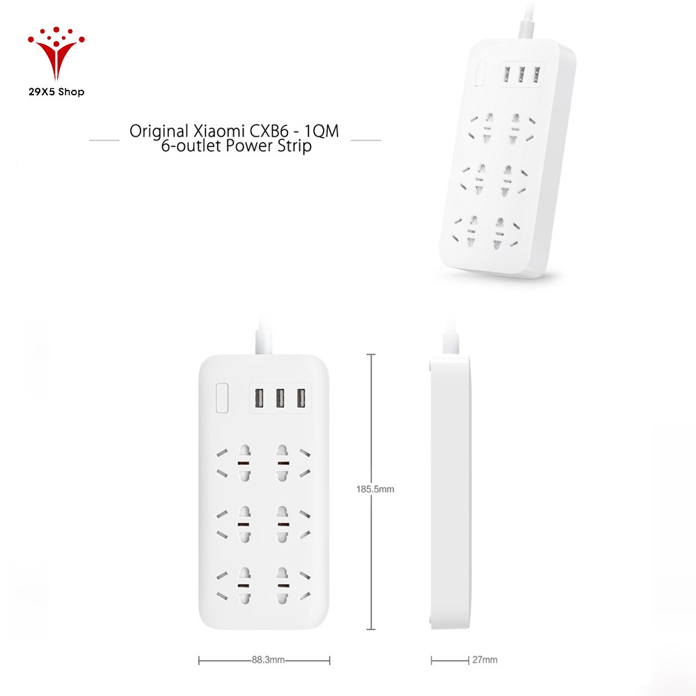 Ổ Cắm Điện Thông Minh Xiaomi Power Trip CXB6 - 1QM , 6 cổng 220v , 3 cổng USB sạc điện thoại - Bảo hành 6 tháng