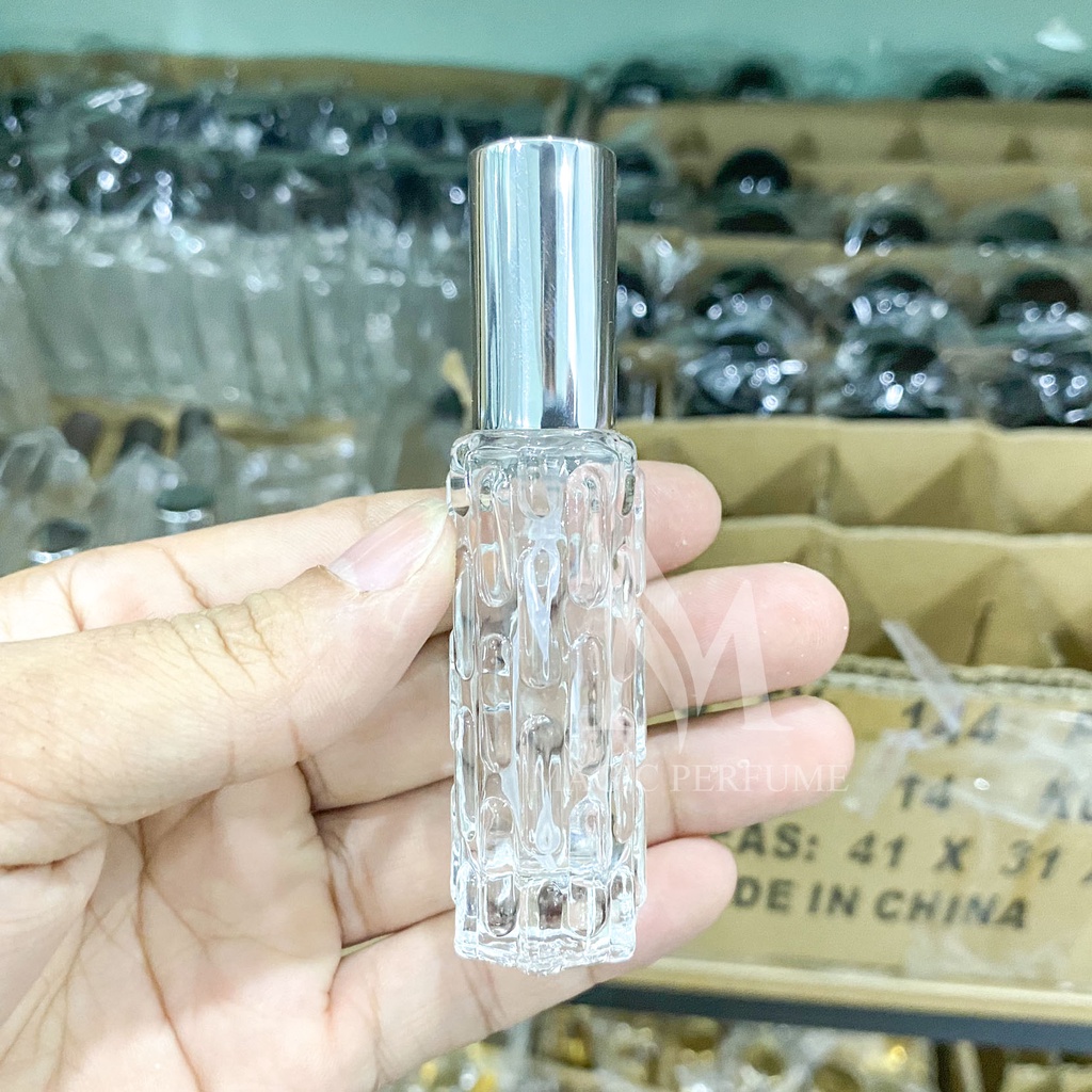 Chai lọ đựng nước hoa thủy tinh cao cấp 10ml hình lục giác có vân dạng phun sương