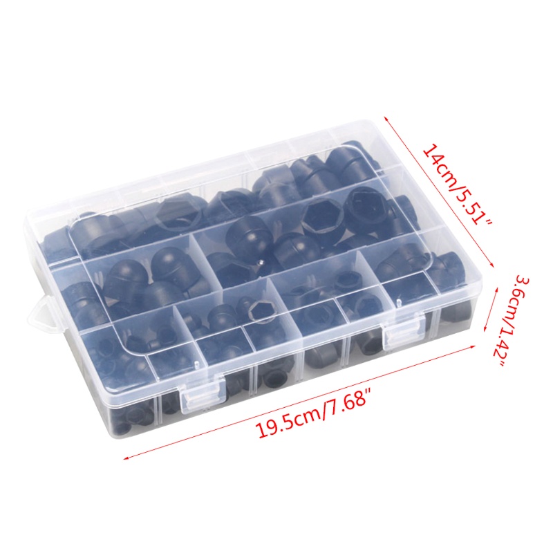 Bộ 145 Nắp Bu Lông Cao Su Hình Lục Giác M4 M5 M6 M8 M10 M12 Kèm Hộp Đựng