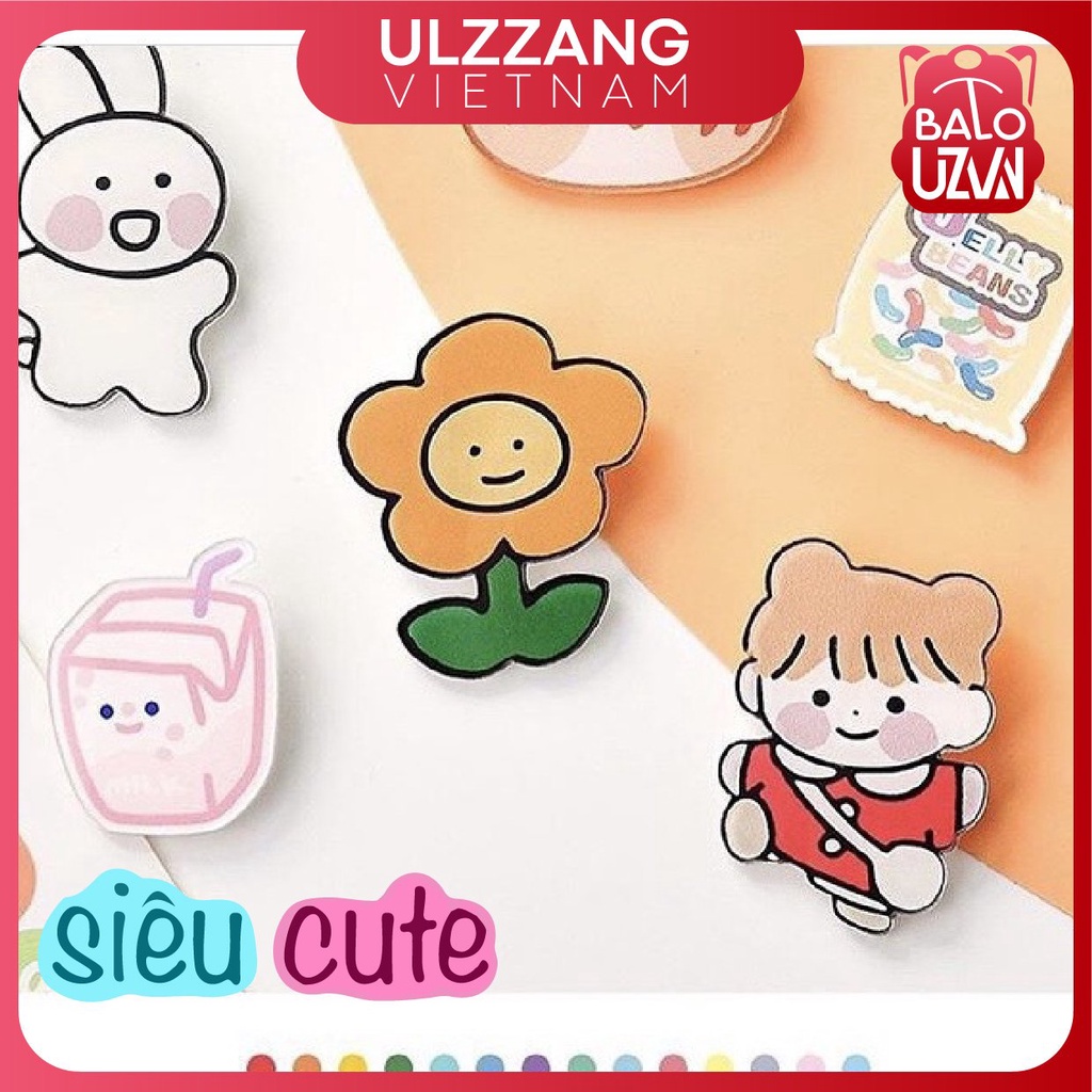 Sticker gắn balo ulzzang sinh viên, huy hiệu cài cặp học sinh, ghim cài phụ kiện ba lô, túi, mũ, nón hoạt hình dễ thương