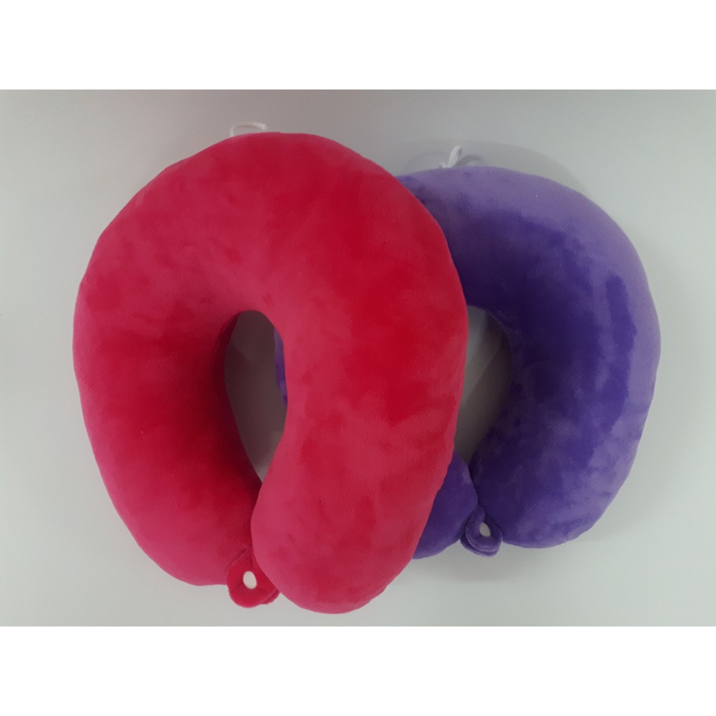 Bộ 2 Gối kê cổ chữ u có dây treo và nút cài - Màu tím, hồng đậm