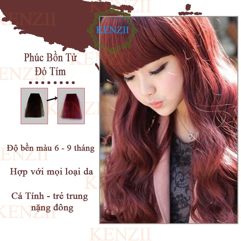 Thuốc Nhuộm Tóc Màu Đỏ Tím Phúc Bồn Tử Hàn Quốc Kenzii Lên Từ Nền Nâu 5 - 6 ( Tặng Trợ Nhuộm ) | BigBuy360 - bigbuy360.vn